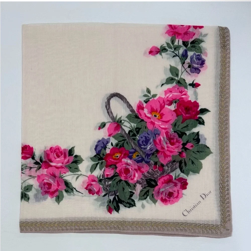 Christian Dior 100% Cotton Handkerchief or Scarf, faint blemish